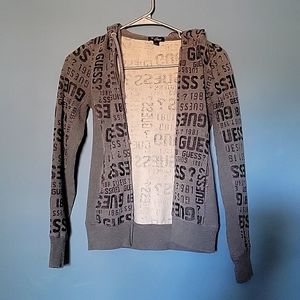 GUESS Ladies Grey/Black Light Zip-up Sweatershirt/Hoodie-Size XS